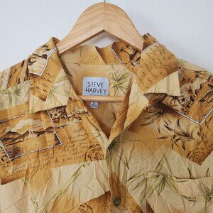 Steve Harvey Aloha Yellow Hawaiian Button Down Shirt Large